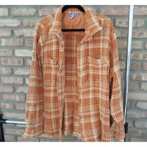 Urban Outfitters UO MEN Check Twill Work Overshirt SZ L Orange Shacket